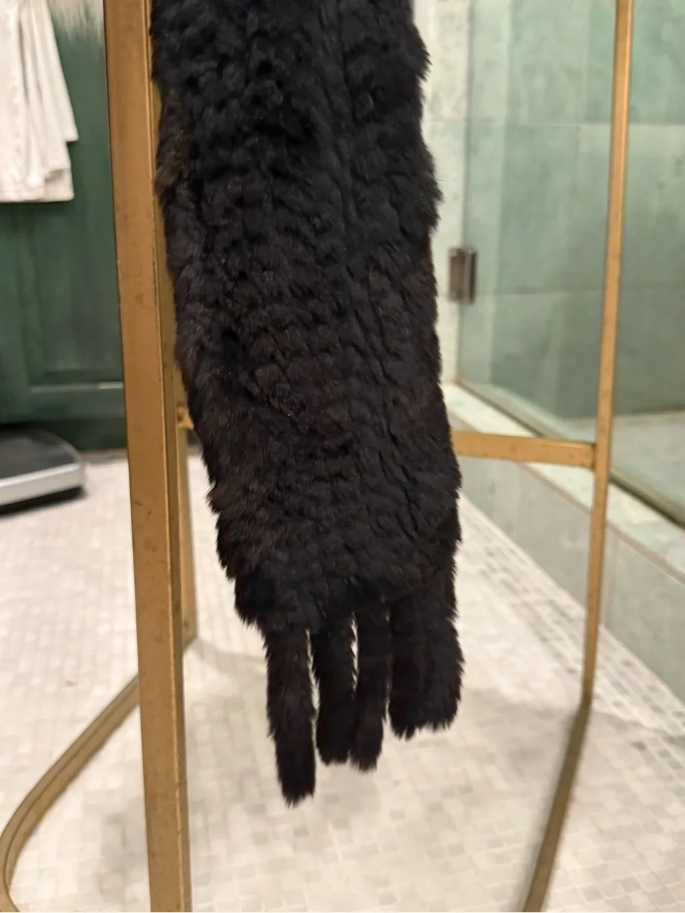 Black Rabbit Fur Long Scarf Stole